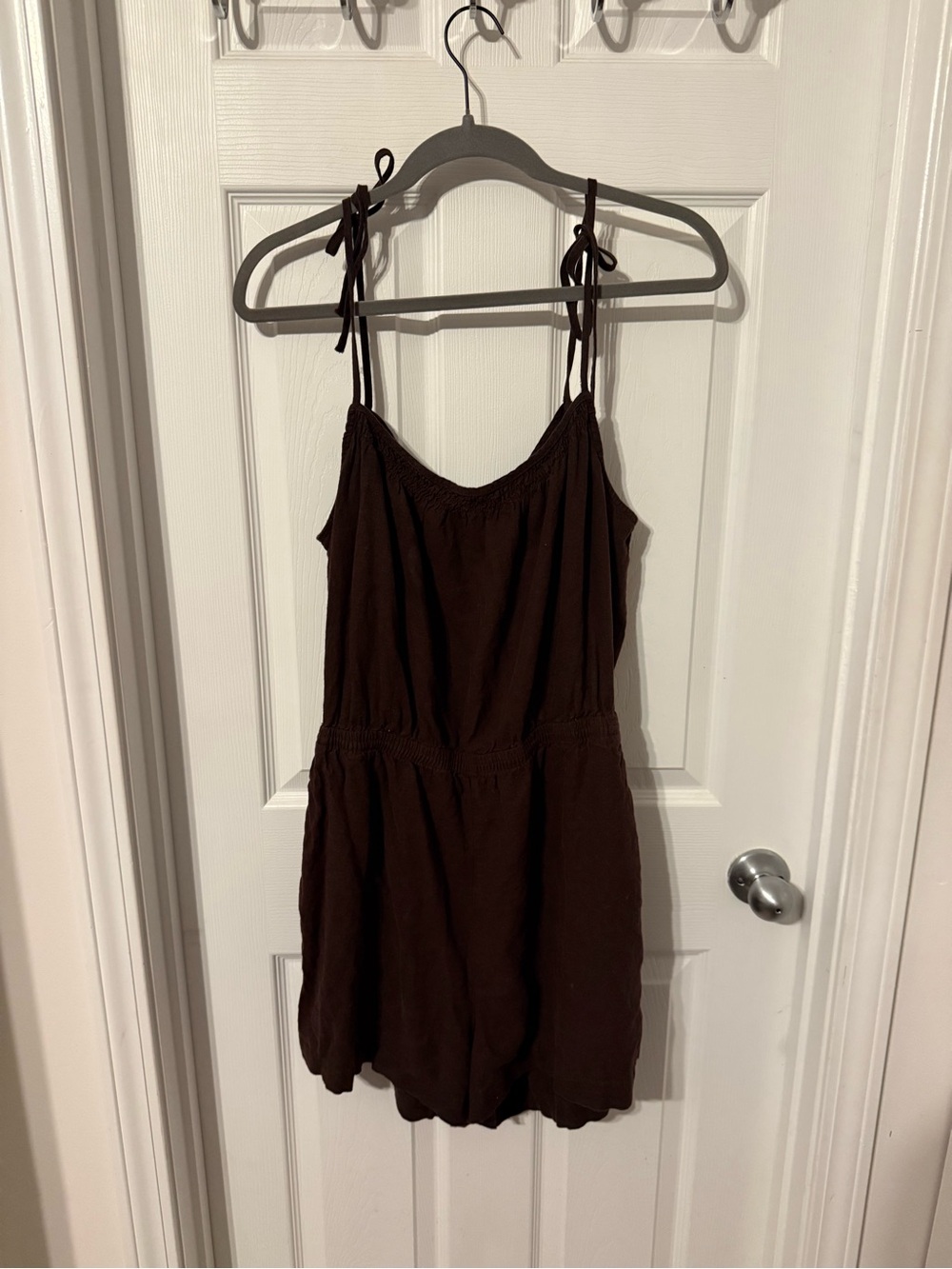 Brown Tie-Shoulder One Piece Romper